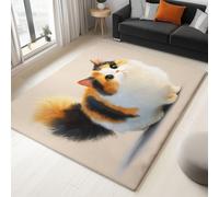 Apricot Washable Rugs for Living Room - Minimalist Style Ultra Soft Area Rugs, Short Pile Non-Slip Non-Shedding Cute Animal Portraits Cats printed Carpet for Bedroom Dining Room 120 x 170 cm