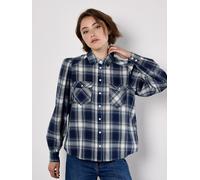 Apricot Washed Check Western Shirt In Blue Blue