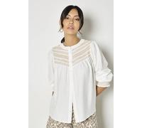 Apricot Women's Wavy Embroidered Smocked Blouse in White | Size: 12 Apricot White 12