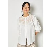 Apricot Women's Wavy Embroidered Smocked Blouse in White | Size: 12 Apricot White 12
