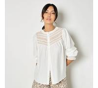 Apricot Wavy Stitch Blouse WHITE 2XL