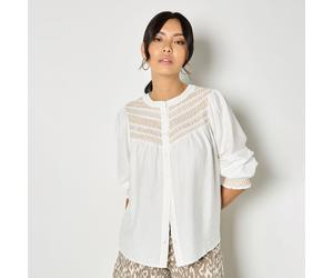 Apricot Wavy Stitch Blouse WHITE 2XL