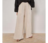 Apricot Wide Leg Elasticated Waist Linen Mix Trousers DARK LINEN SIZE 8