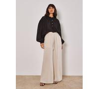 Apricot Wide Leg Linen Mix Trousers In Stone Stone 10