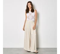 Apricot Wide Leg Linen Trousers STONE 2XL