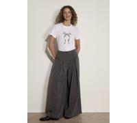 Apricot Women's Wide-Leg Pleat Pinstripe Trousers in Grey | Size: 10