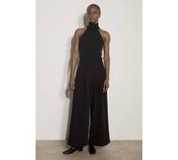 Apricot Women's Wide-Leg Pleated Tailored Trousers in Black | Size: 10