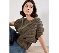 Apricot Wide Waist Chunky Sleeveless Knit Top, Khaki, Size Xl, Women Khaki