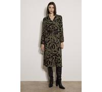 Apricot Women's Abstract Brushstroke Midi Dress in Khaki | Size: 10