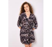 Apricot Women's Abstract Brushstroke Shirt Mini Dress in Grey | Size: 14