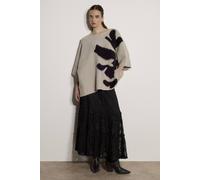 Apricot Women's Abstract Flower Oversized Cape Jumper in Stone | Size: 14