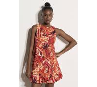 Apricot Women's Abstract Print Bubble Hem Cotton Mini Dress in Red | Size: 10