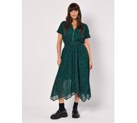 Apricot Women's Abstract Squares Chiffon Midi Dress in Green | Size: 12