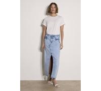 Apricot Women's Amara Pearl Cotton Denim Midi Skirt in Baby Blue | Size: 16