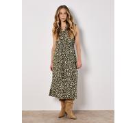 Apricot Women's Animal Print Midi Dress in Khaki | Size: 8 Apricot Khaki 8