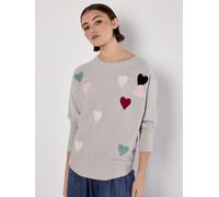 Apricot Women's Applique Heart Batwing Jumper in Beige | Size: 14