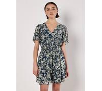 Apricot Women's Blurred Floral Tiered Mini Dress in Navy | Size: 12