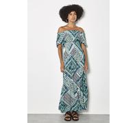 Apricot Women's Boho Folk Print Maxi Dress in Blue | Size: 10