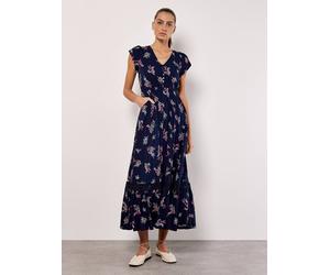 Apricot Women's Botanical Bunches Maxi Dress in Navy | Size: 14