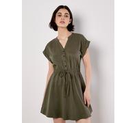 Apricot Women's Button-Down Skater Mini Dress in Khaki | Size: 8 Apricot Khaki 8