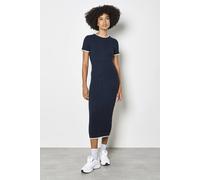 Apricot Women's Cable Knit Contrast Trim Midi Dress in Navy | Size: 16