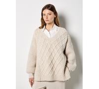 Apricot Women's Cable Knit Oversized Chunky Jumper in Stone | Size: 16 Apricot Stone 16