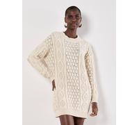 Apricot Women's Cable Knit Oversized Jumper Mini Dress in Stone | Size: 16 Apricot Stone 16