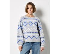 Apricot Women's Chevron Geometric Retro Jumper in Grey | Size: 18