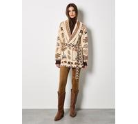 Apricot Women's Chevron Palm Belted Cardigan in Stone | Size: 10 Apricot Stone 10