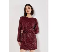 Apricot Women's Chevron Sequin Belted Mini Dress in Burgundy | Size: 10
