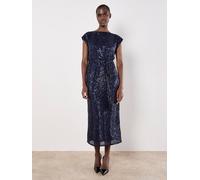 Apricot Women's Chevron Sequin Midi Dress in Navy | Size: 8