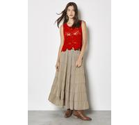Apricot Women's Chiffon Tiered Maxi Skirt in Stone | Size: 16