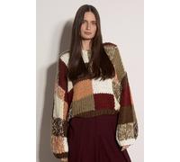 Apricot Women's Chunky Hand-Crocheted Patchwork Jumper in Brown | Size: 14