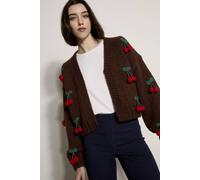 Apricot Women's Chunky Knit Cherry Cardigan in Brown | Size: 10 Apricot Brown 10