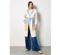 Apricot Women's Colour Block Belted Coatigan in Stone | Size: 12 Apricot Stone 12