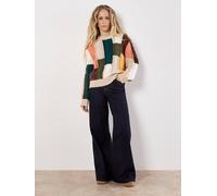 Apricot Women's Colour Block Chunky Knit Cable Jumper in Stone | Size: 8