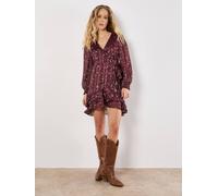 Apricot Women's Constellation Ruffle Wrap Satin Mini Dress in Burgundy | Size: 10 Apricot Burgundy 10