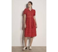 Apricot Women's Cotton Floral Embroidered Midi Dress in Red | Size: 10