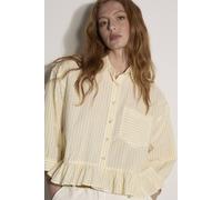 Apricot Women's Cotton Stripe Ruffle Hem Shirt in Yellow | Size: 16 Apricot Yellow 16