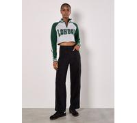 Apricot Cropped London Zip Jumper In Green Green 16