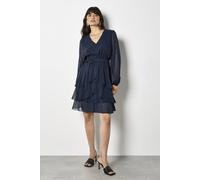 Apricot Women's Diamante Embellished Chiffon Tiered Mini Dress in Navy | Size: 8 Apricot Navy 8