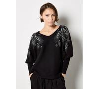 Apricot Women's Diamante Feathers Fine Knit Jumper in Black | Size: 10 Apricot Black 10