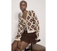 Apricot Women's Diamond Cotton Crochet Cardigan in Terracotta | Size: 8 Apricot Terracotta 8
