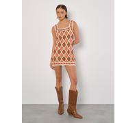 Apricot Women's Diamond Crochet Mini Dress in Coral | Size: 12 Apricot Coral 12