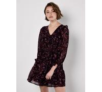 Apricot Women's Ditsy Floral Chiffon Ruffle Dress in Burgundy | Size: 14 Apricot Burgundy 14