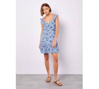 Apricot Women's Ditsy Floral Ruffle Mini Dress in Blue | Size: 14