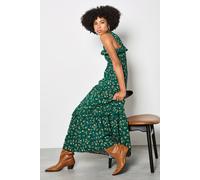 Apricot Women's Ditsy Floral Smocked Maxi Dress in Green | Size: 12 Apricot Green 12