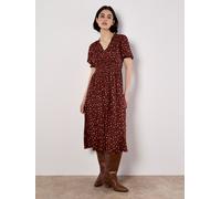 Apricot Women's Ditsy Floral Smocked Midi Dress in Burgundy | Size: 8 Apricot Burgundy 8