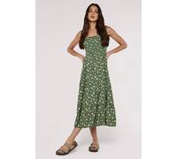 Apricot Women's Ditsy Floral Smocked Midi Dress in Green | Size: 8