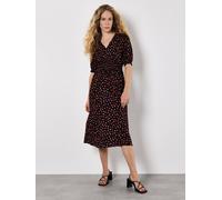 Apricot Women's Ditsy Floral Smocked Midi Dress in Orange | Size: 8